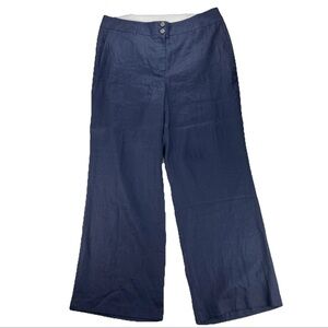 NWT Boden Pants US Sz 20-22 Wide Leg 100% Linen Navy Blue Women Career Casual